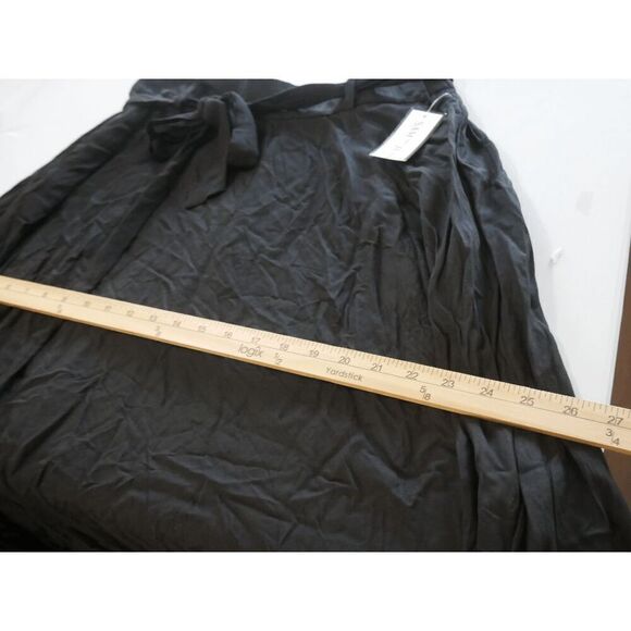 Sam & Jess Women's Challis Belted Pull-On Midi Skirt Black L - Picture 6 of 9